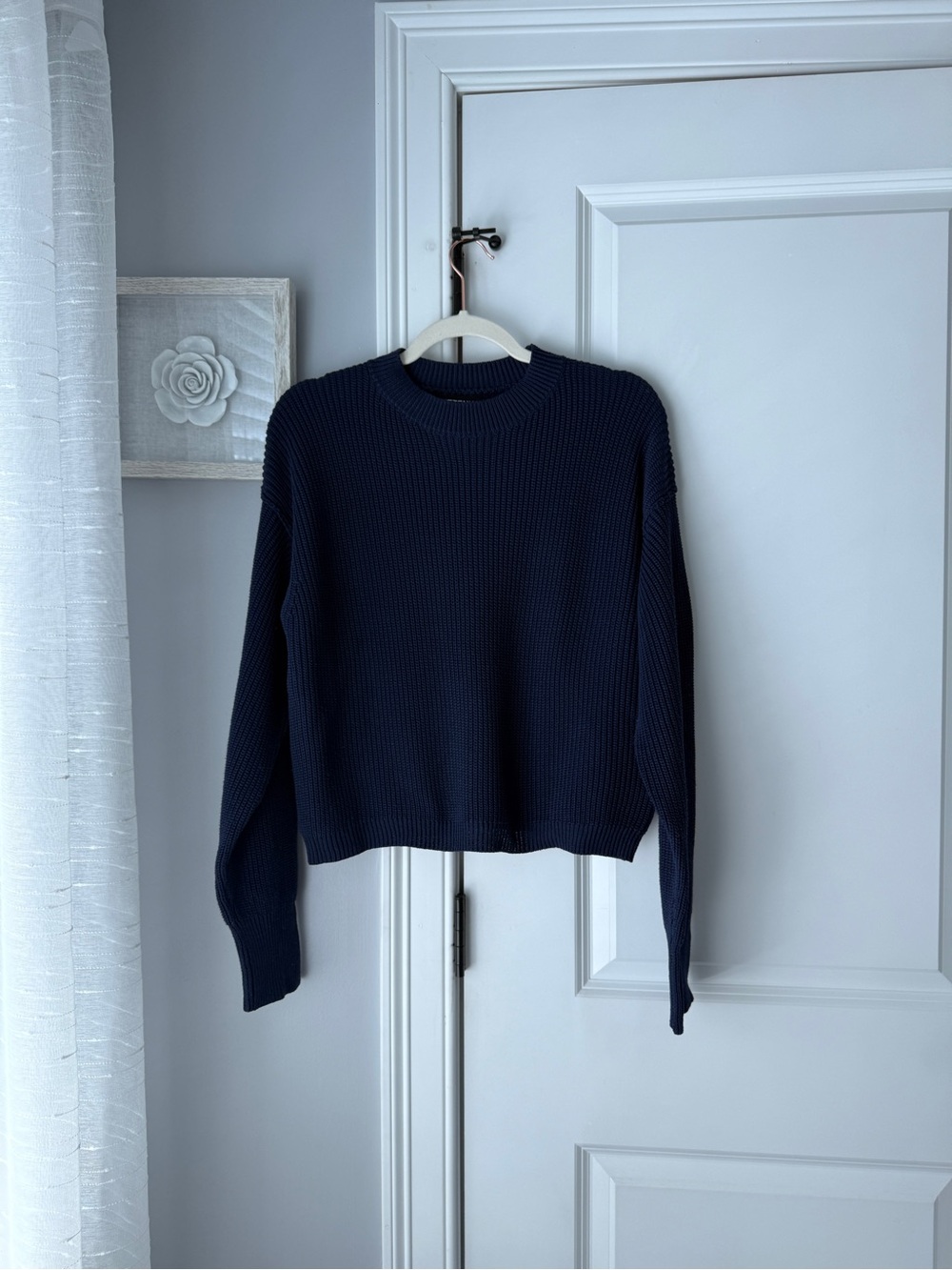 Kittenish Navy Ribbed Crewneck Sweater